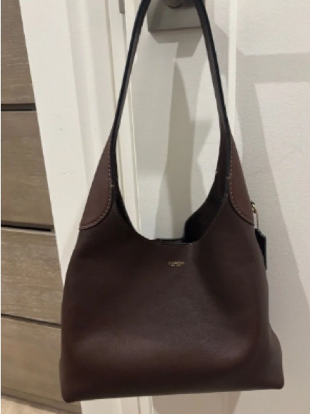 Coach Brown Leather Shoulder Bag with Gold Accent